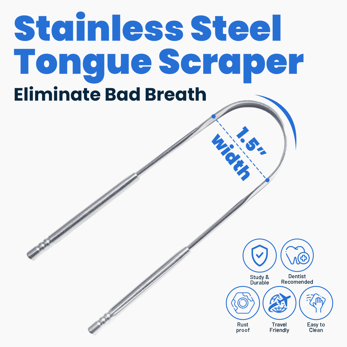 Stainless Steel Tongue Scraper DP8