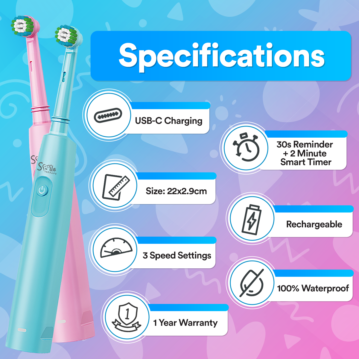 Kids Sonic Oscillating 3-In-1 Electric Toothbrush