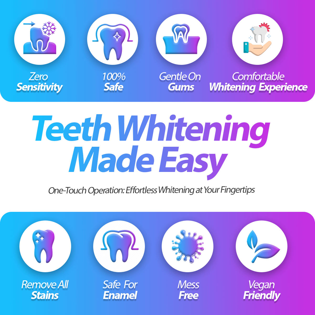 Professional Teeth Whitening Kit with LED Light - Fast Results, Safe for Home Use, Includes Gel & Tray DP7