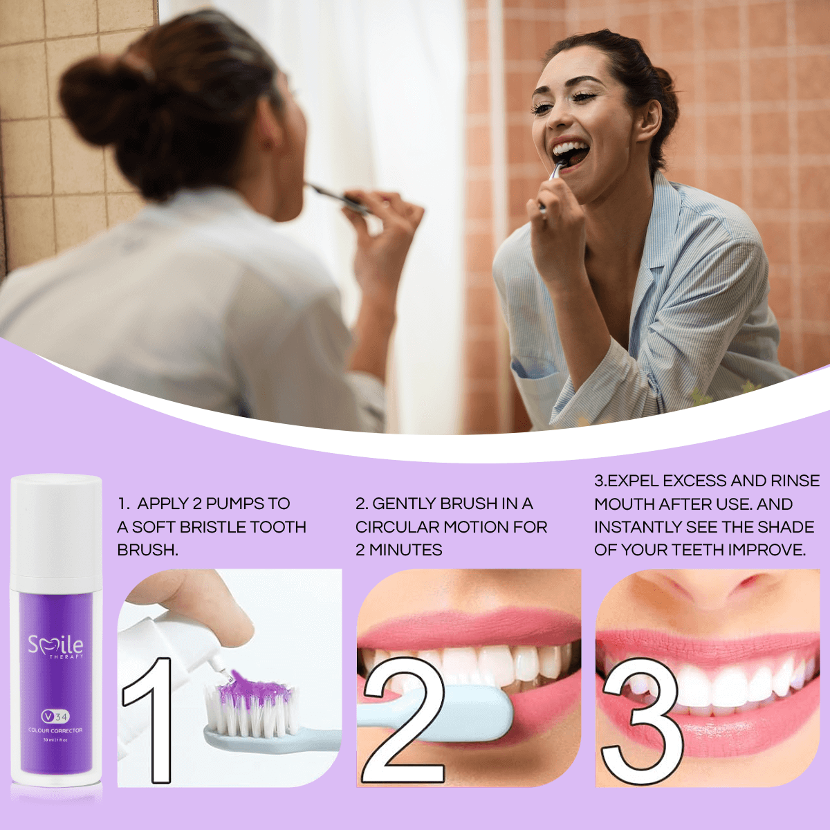 V34 Colour Corrector Serum | Purple Teeth Whitening Toothpaste